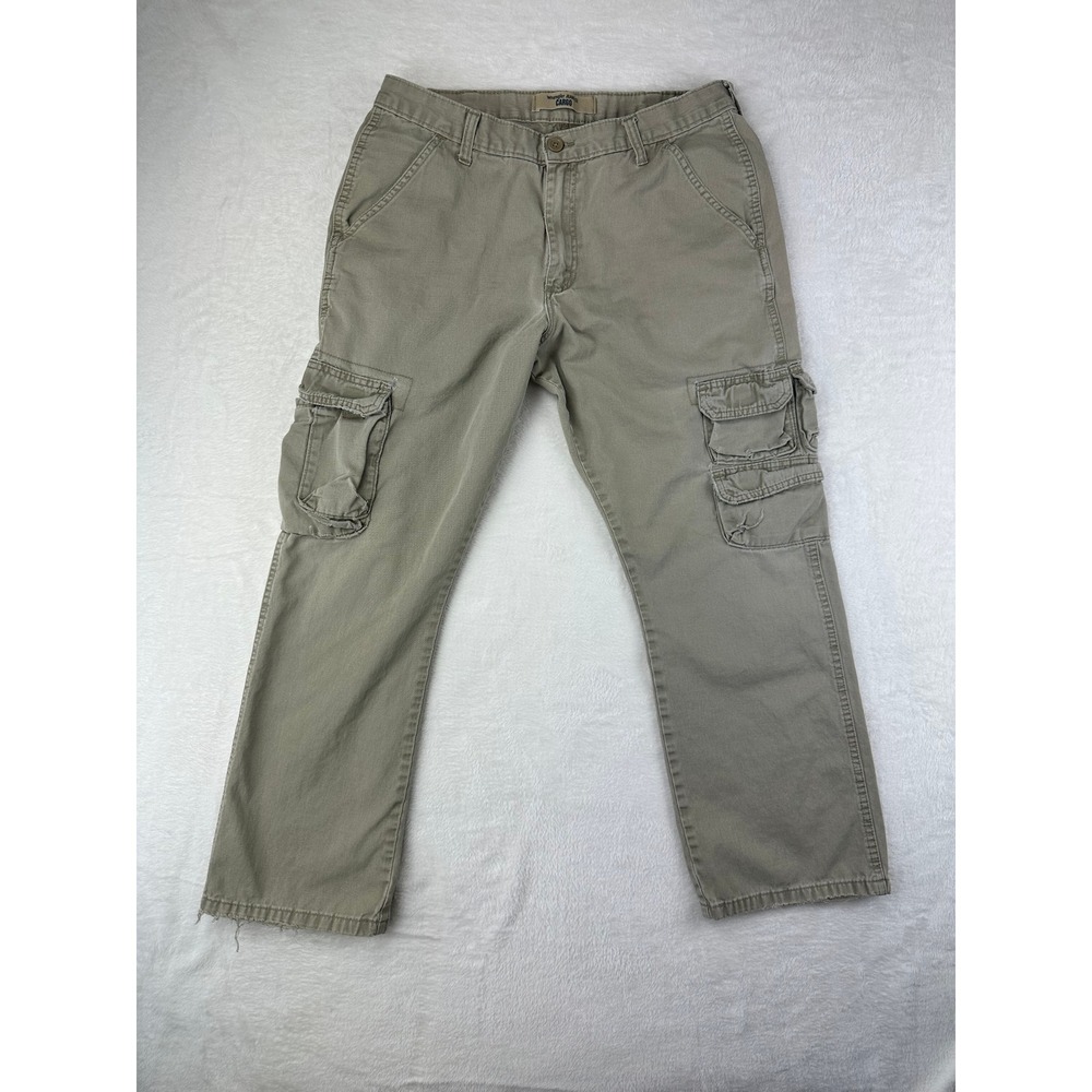 Wrangler‎ Cargo Pants Mens 34x30 Straight 32x27 Tan Khaki Utility Cotton Twill